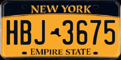 NY license plate HBJ3675