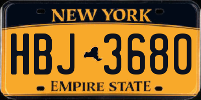 NY license plate HBJ3680