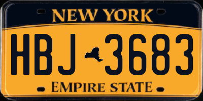 NY license plate HBJ3683