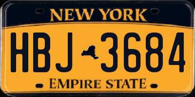 NY license plate HBJ3684