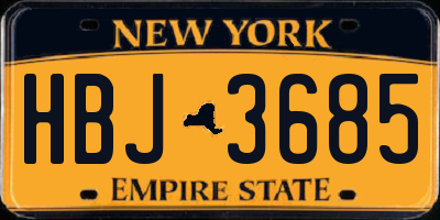 NY license plate HBJ3685