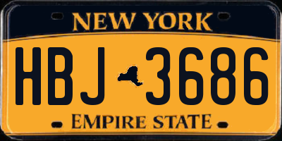 NY license plate HBJ3686