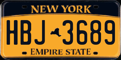 NY license plate HBJ3689