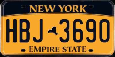 NY license plate HBJ3690