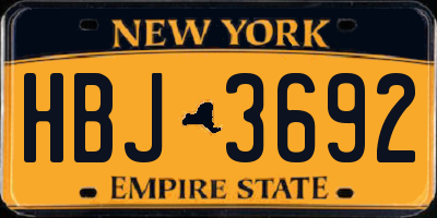 NY license plate HBJ3692