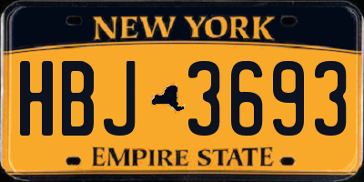 NY license plate HBJ3693