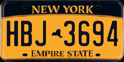 NY license plate HBJ3694