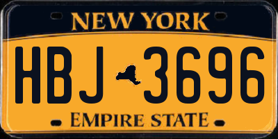NY license plate HBJ3696