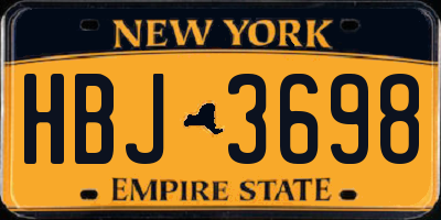 NY license plate HBJ3698