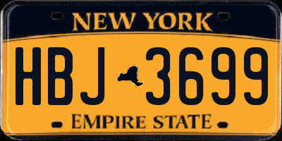 NY license plate HBJ3699