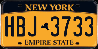 NY license plate HBJ3733
