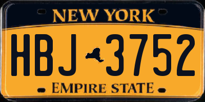 NY license plate HBJ3752