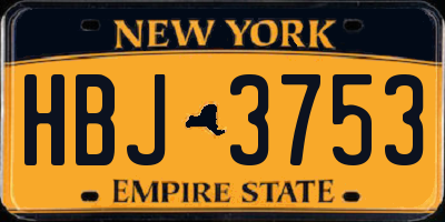 NY license plate HBJ3753