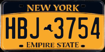 NY license plate HBJ3754