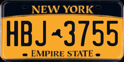 NY license plate HBJ3755