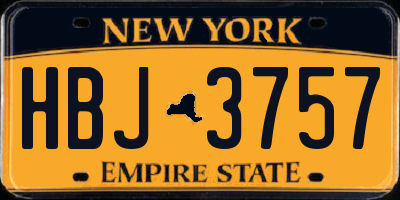 NY license plate HBJ3757