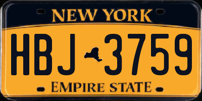 NY license plate HBJ3759