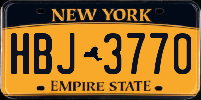 NY license plate HBJ3770