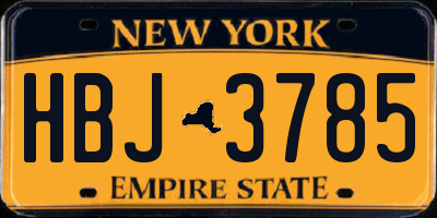 NY license plate HBJ3785