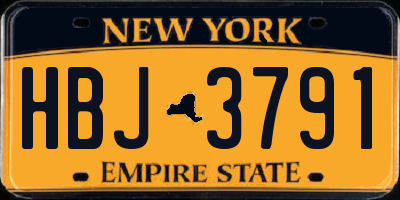 NY license plate HBJ3791