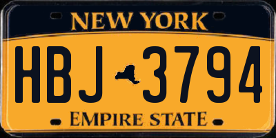 NY license plate HBJ3794
