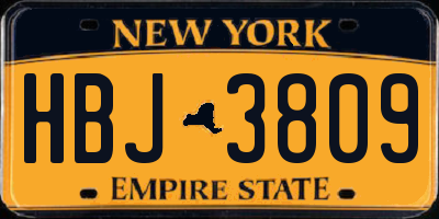 NY license plate HBJ3809