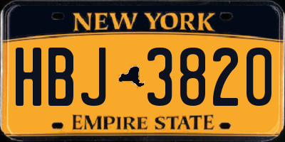 NY license plate HBJ3820