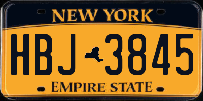 NY license plate HBJ3845