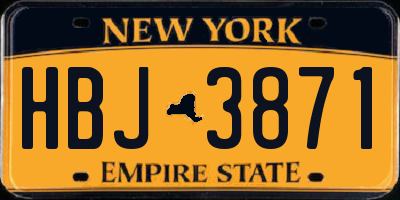 NY license plate HBJ3871