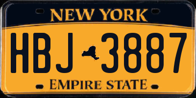 NY license plate HBJ3887