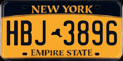 NY license plate HBJ3896