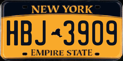 NY license plate HBJ3909