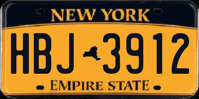 NY license plate HBJ3912