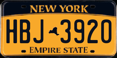 NY license plate HBJ3920