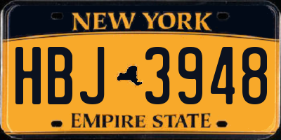 NY license plate HBJ3948