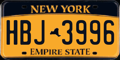 NY license plate HBJ3996