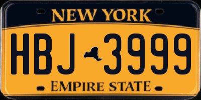 NY license plate HBJ3999