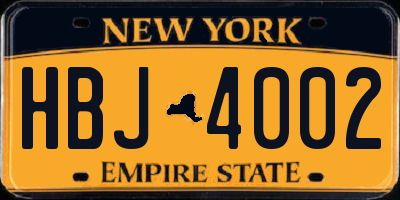 NY license plate HBJ4002
