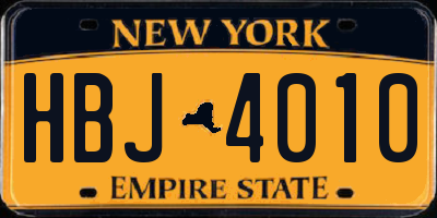 NY license plate HBJ4010