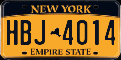 NY license plate HBJ4014