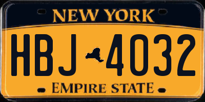 NY license plate HBJ4032
