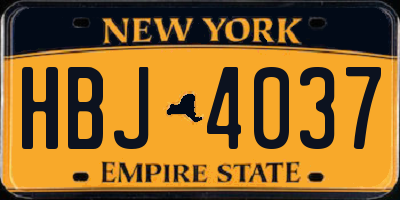 NY license plate HBJ4037
