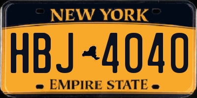 NY license plate HBJ4040