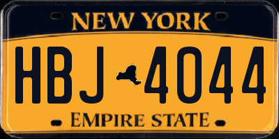 NY license plate HBJ4044