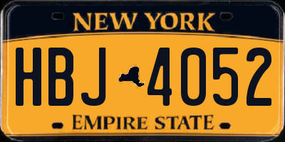 NY license plate HBJ4052