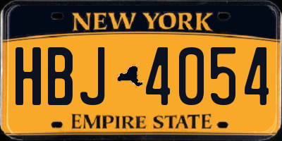 NY license plate HBJ4054