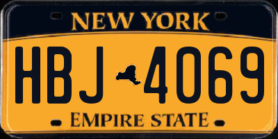 NY license plate HBJ4069