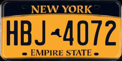 NY license plate HBJ4072