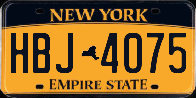 NY license plate HBJ4075
