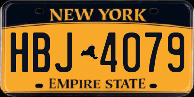 NY license plate HBJ4079